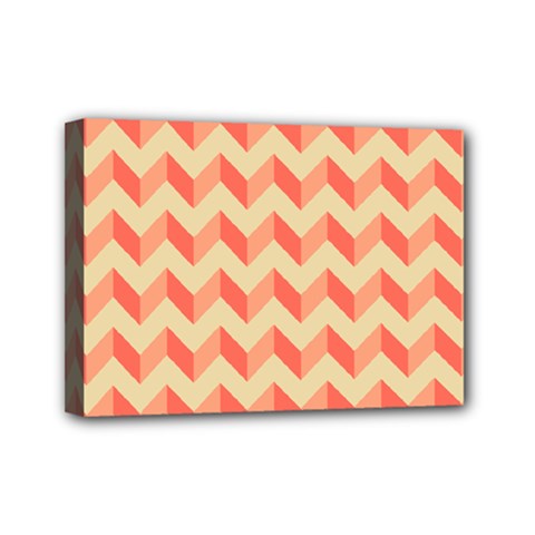 Modern Retro Chevron Patchwork Pattern Mini Canvas 7  X 5  (framed) by GardenOfOphir