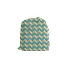 Mint Modern Retro Chevron Patchwork Pattern Drawstring Pouch (small) by GardenOfOphir