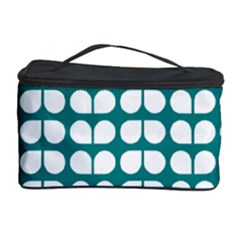 Teal And White Leaf Pattern Cosmetic Storage Case by GardenOfOphir