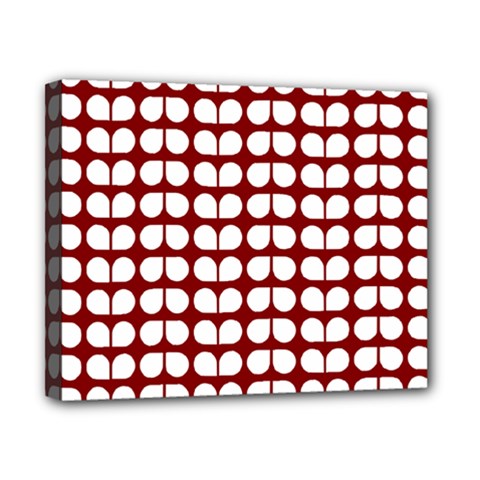 Red And White Leaf Pattern Canvas 10  X 8  (framed)