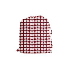 Red And White Leaf Pattern Drawstring Pouch (medium) by GardenOfOphir