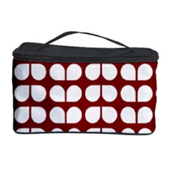 Red And White Leaf Pattern Cosmetic Storage Case by GardenOfOphir