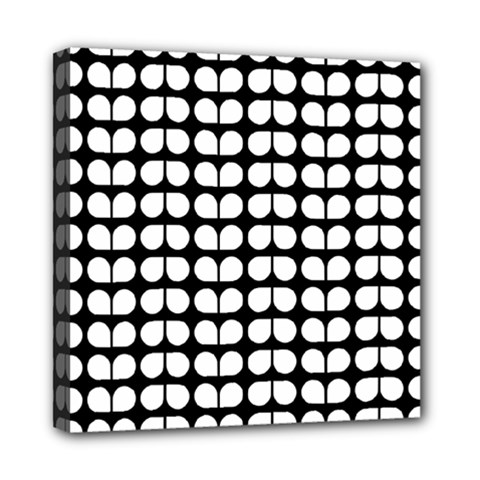 Black And White Leaf Pattern Mini Canvas 8  X 8  (framed)