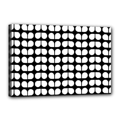 Black And White Leaf Pattern Canvas 18  X 12  (framed)