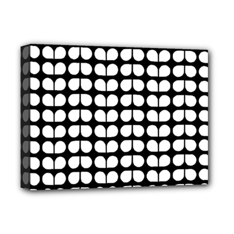 Black And White Leaf Pattern Deluxe Canvas 16  X 12  (framed) 