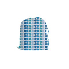 Blue Green Leaf Pattern Drawstring Pouch (small)