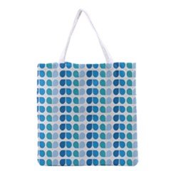 Blue Green Leaf Pattern Grocery Tote Bag by GardenOfOphir