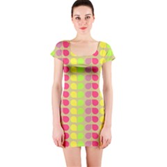 Colorful Leaf Pattern Short Sleeve Bodycon Dress by GardenOfOphir