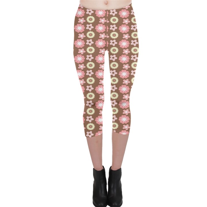 Cute Floral Pattern Capri Leggings 