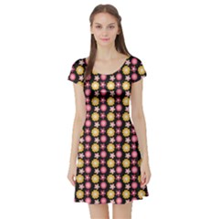 Cute Floral Pattern Short Sleeve Skater Dress by GardenOfOphir