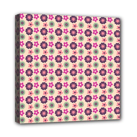 Cute Floral Pattern Mini Canvas 8  X 8  (framed) by GardenOfOphir