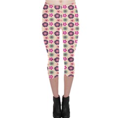 Cute Floral Pattern Capri Leggings  by GardenOfOphir