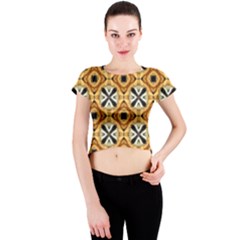 Faux Animal Print Pattern Crew Neck Crop Top