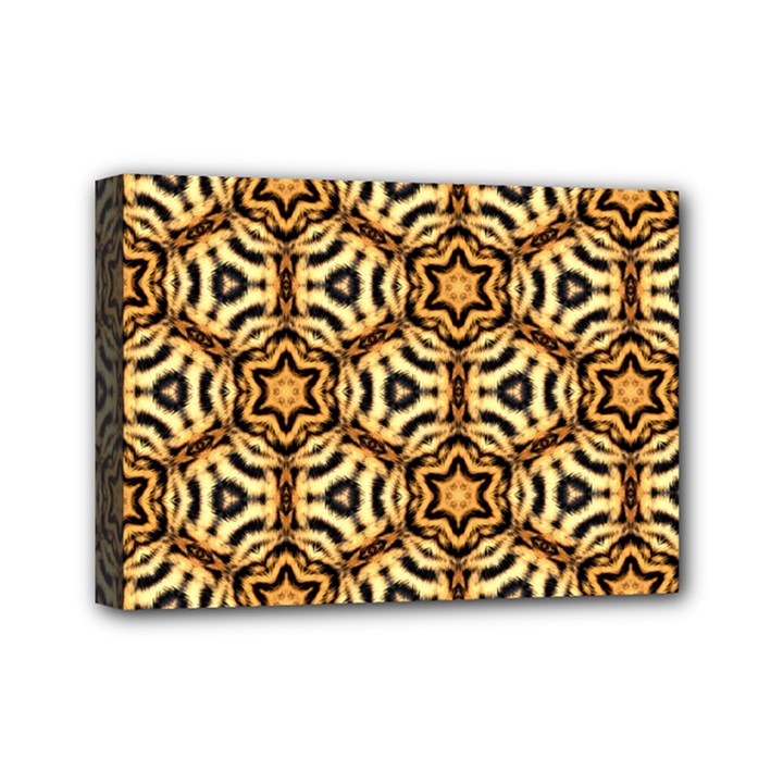 Faux Animal Print Pattern Mini Canvas 7  x 5  (Framed)