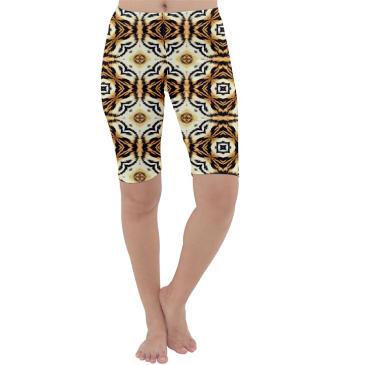 Faux Animal Print Pattern Cropped Leggings 