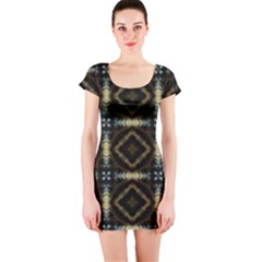 Faux Animal Print Pattern Short Sleeve Bodycon Dress