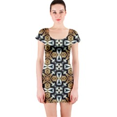 Faux Animal Print Pattern Short Sleeve Bodycon Dress