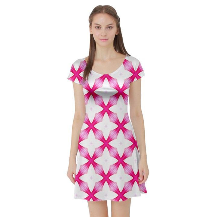 Cute Pretty Elegant Pattern Short Sleeve Skater Dress