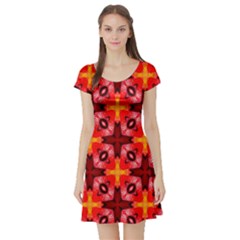 Cute Pretty Elegant Pattern Short Sleeve Skater Dress