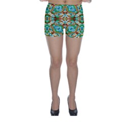 Colorful Modern Pattern Collage Skinny Shorts