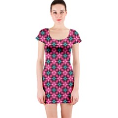 Cute Pretty Elegant Pattern Short Sleeve Bodycon Dress