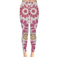 Floral Print Collage Pink Leggings  by dflcprintsclothing