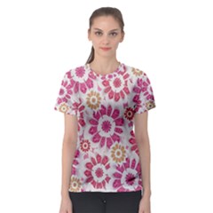 Floral Print Collage Pink Women s Sport Mesh Tee