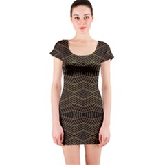 Futuristic Geometric Design Short Sleeve Bodycon Dress