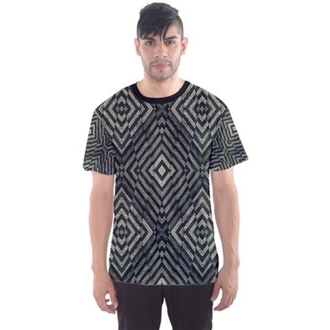 Geometric Futuristic Grunge Print Men s Sport Mesh Tee by dflcprintsclothing