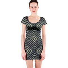 Geometric Futuristic Grunge Print Short Sleeve Bodycon Dress