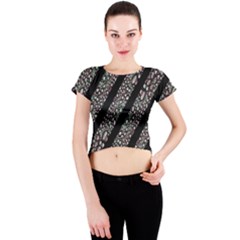 Organic Texture Stripe Pattern Crew Neck Crop Top by dflcprintsclothing