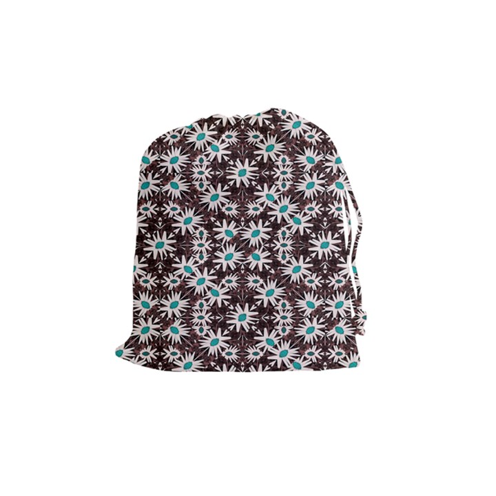 Modern Floral Geometric Pattern Drawstring Pouch (Medium)