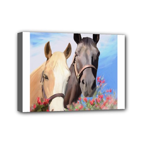 Miwok Horses Mini Canvas 7  X 5  (framed) by JulianneOsoske