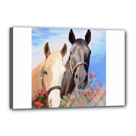 Miwok Horses Canvas 18  X 12  (framed)