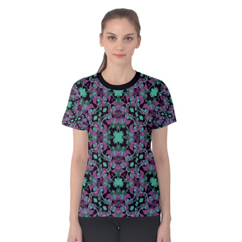 Floral Arabesque Print Women s Cotton Tee by dflcprintsclothing