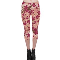 Vintage Floral Print Capri Leggings 