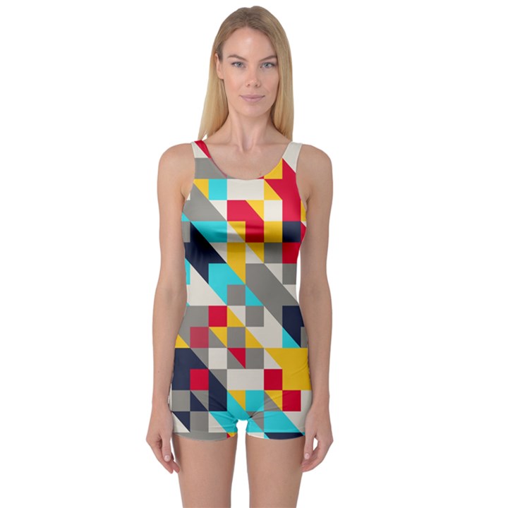 Colorful shapes Women s Boyleg Swimsuit