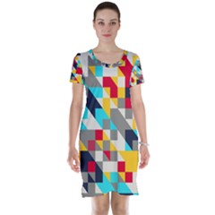 Colorful Shapes Short Sleeve Nightdress