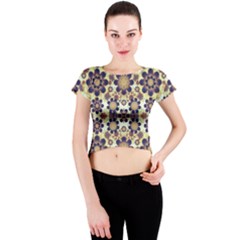 Modern Fancy Baroque Print Crew Neck Crop Top by dflcprintsclothing