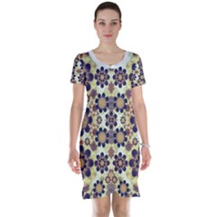 Modern Fancy Baroque Print Short Sleeve Nightdress