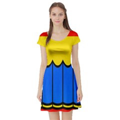 Colorful Curtain Short Sleeve Skater Dress