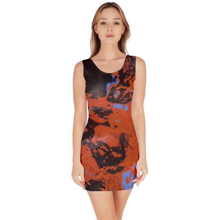 Orange blue black texture Bodycon Dress