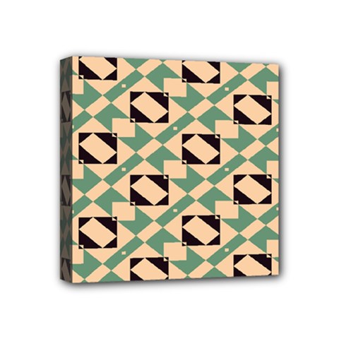 Brown Green Rectangles Pattern Mini Canvas 4  X 4  (stretched)