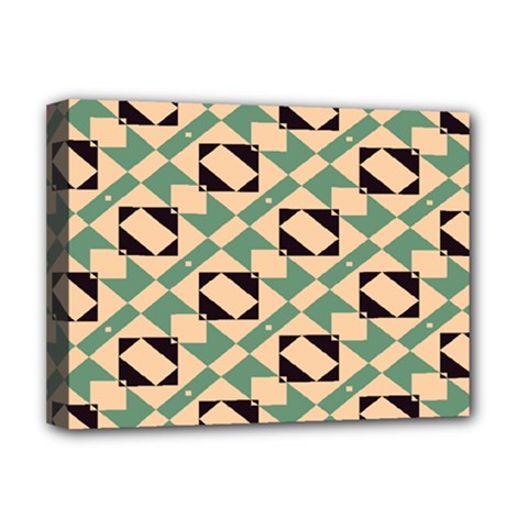 Brown Green Rectangles Pattern Deluxe Canvas 16  X 12  (stretched)  by LalyLauraFLM