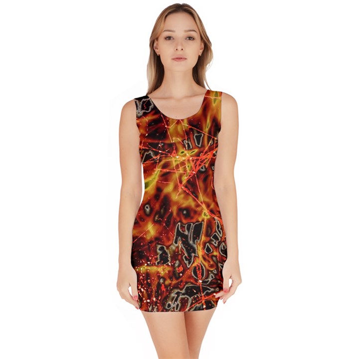 On Fire Print Bodycon Dress