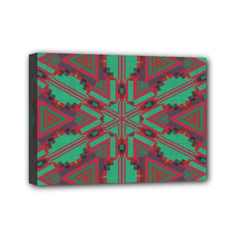 Green Tribal Star Mini Canvas 7  X 5  (stretched)