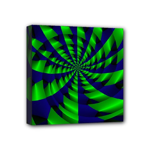 Green Blue Spiral Mini Canvas 4  X 4  (stretched)