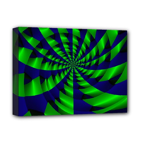 Green Blue Spiral Deluxe Canvas 16  X 12  (stretched) 