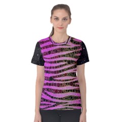 Hot Pink Black Tiger Pattern  Women s Cotton Tee