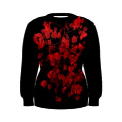 Dark Red Floral Print Women s Sweatshirt by dflcprintsclothing